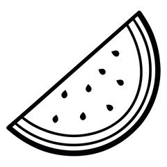 Simple Black and White Watermelon Slice Graphic