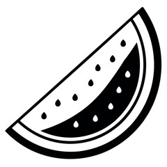 Simple Black and White Watermelon Slice Graphic