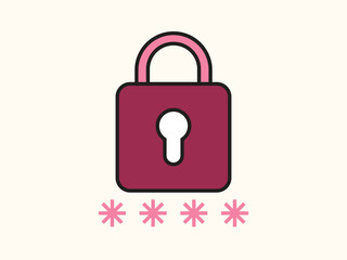 Flat style password icon with lock and asterisks