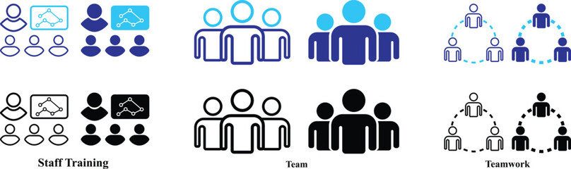 Teamwork and Team Meeting icon set. teamwork, group people, achievement, collaboration, cooperation, leadership, meeting, management, togetherness, organization. Negotiation Symbol set