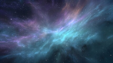 Bright Blue and Purple Nebula in Outer Space