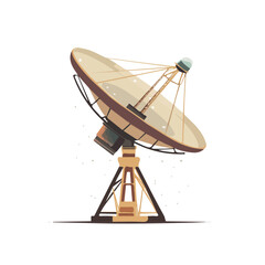 Radio Telescope Flat vector, minimalist design, isolated on a white background.