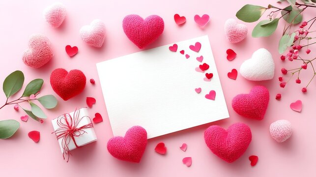 St Valentine's greeting card with hearts