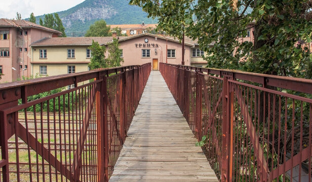 Kosovo; Zvecan; August 18, 2024; A view on Trepca administrative building and bridge in front of it;