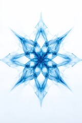 Obraz premium An ethereal, blue, snowflake-like pattern, symmetrically designed with smoky, wispy tendrils