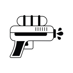 water gun glyph icon with white background vector stock illustration