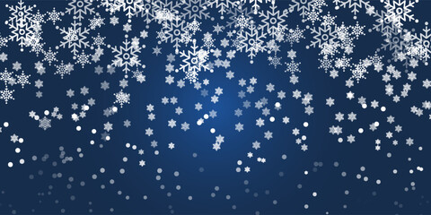 Beautiful falling snowflakes wallpaper. Winter dust ice particles. Snowfall weather white teal blue background.. Snow hurricane scenery,  Magic nature fantasy snowfall. snowflakes . vector illustrator