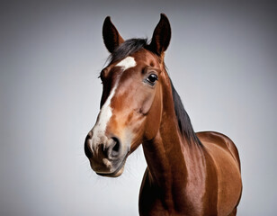 Obraz premium Black horse in motion with flowing mane and tail against a 