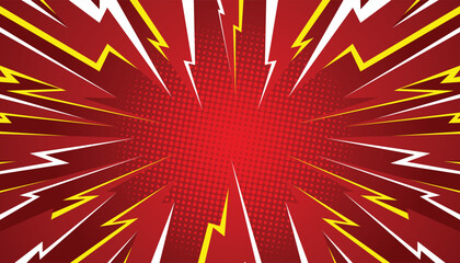 Red thunder Pop Art Comic Background