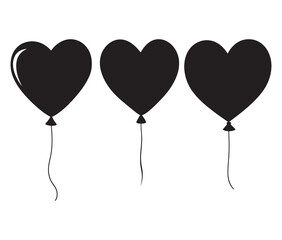 Minimalist heart shaped balloons. Love in the air heart balloon silhouette design.