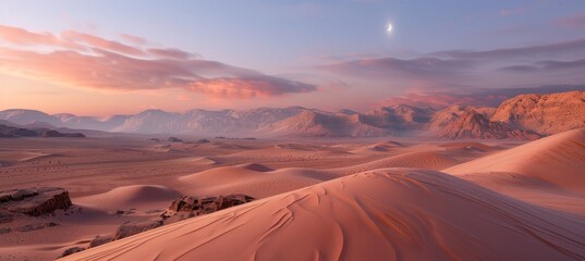 Naklejka premium Moonlit windswept dunes in a vast desert landscape evoking tranquility and mystery
