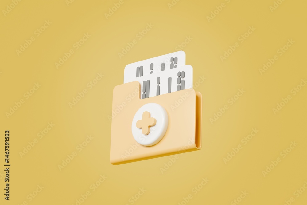 Fototapete 3d folder new icon symbol. minimal cartoon new folder icon concept. add new document to the folder c