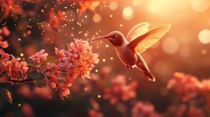 Hummingbird and flower