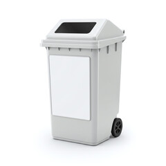 White Rectangular Waste Container with Wheels