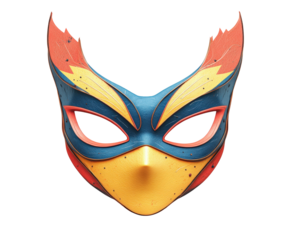 Vibrant superhero mask display artistic focus colorful isolated on transparent background