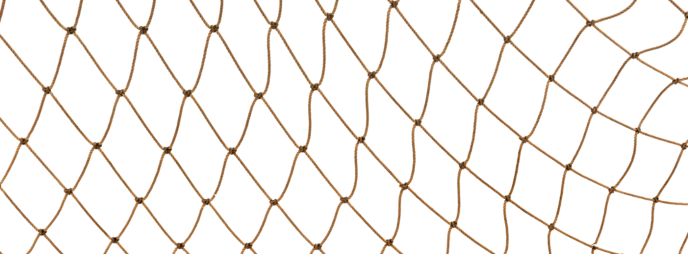 Football or tennis net. Rope mesh on a white background close-up