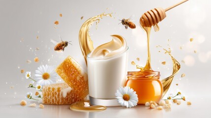 Milk and honey 3d illustration