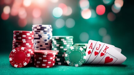 Poker chips and cards