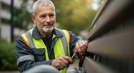 Experienced Skilled Worker Repairing Outdoor Fence, Professional Maintenance, Diligent Handyman, Local Repair Services,  Reliable Contractor,  Outdoor Repairman,  Maintaining Infrastructure