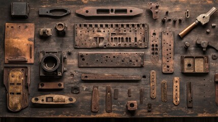 Assorted antique mechanical parts