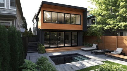 Fototapeta premium Modern backyard oasis with pool (1)