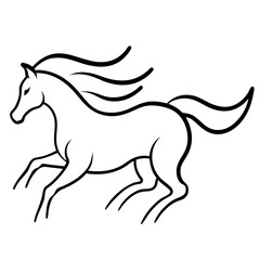 Galloping horse outline silhouette vector illustration