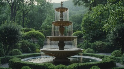 Park fountain cascading water garden