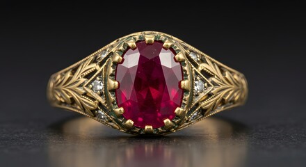 Red gemstone ring detail shot