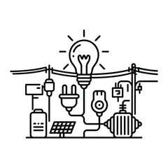 Happy Lightbulb Idea with Growth Chart