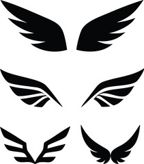 Obraz premium Vector illustration of black wings icons logo set