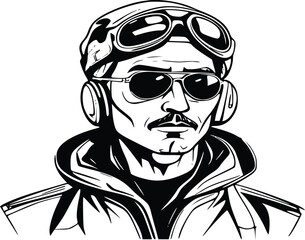 Fototapeta premium aviator sketch portrait