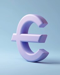 Obraz premium 3D Euro Symbol in Purple Tone on Blue Background
