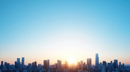 Fototapeta premium Dramatic cityscape silhouette at sunrise or sunset urban skyline architecture