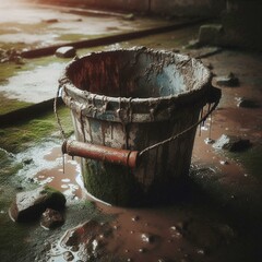 old wooden bucket