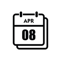 calender icon, 08 april icon with white background