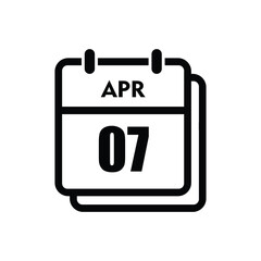 calender icon, 07 april icon with white background