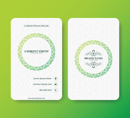 green gradation border circle business card
