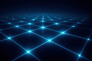 A mesmerizing blue grid of glowing dots on a dark background, symbolizing digital connectivity and technological advancements in a futuristic landscape.