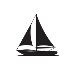 black silhouette sailing boat icon, perfect for nautical or marine-themed design project.
