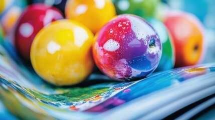 A striking close-up of a magazine article focusing on the innovation of local artists, depicting their creative processes through stunning imagery and descriptive text. The aesthetic is polished and