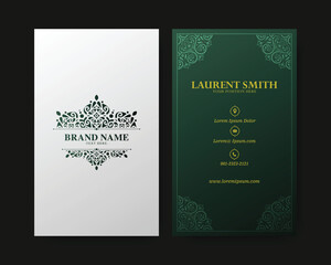 Green decorative logo and business card template