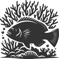 Grunt fish vector silhouette