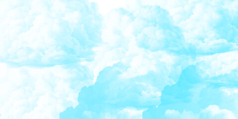 sunny sky blue light watercolor background. Aquarelle painting brush effect card paper textured canvas cloudy smoke space for text, entertaining card, template. aquamarine color graphics illustration