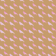 Seamless Pattern of Black and White Birds with on Background             