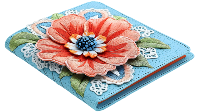 Embroidered floral leather bound journal