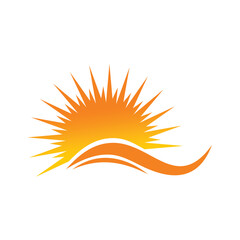 Sunrise Logo Design with Wave and Sun Rays – Sun Vector Illustration