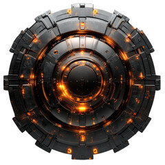 Futuristic energy orb sci-fi digital dark environment isolated on transparent background