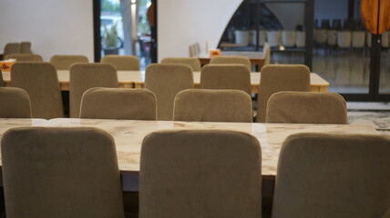 tables and chairs in the restaurant