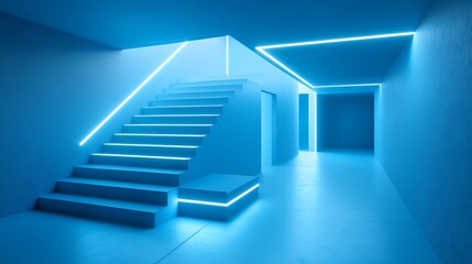 Obraz premium Futuristic Neon Stairwell
