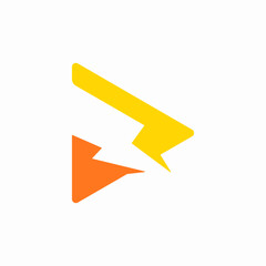 lightning bolt with play button icon logo